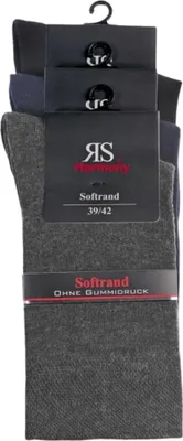 Produktbild von 3 Paar Socken Baumwolle Herren mit Softrand o. Gummi RS Harmony Gr. 43/46 Farbmix