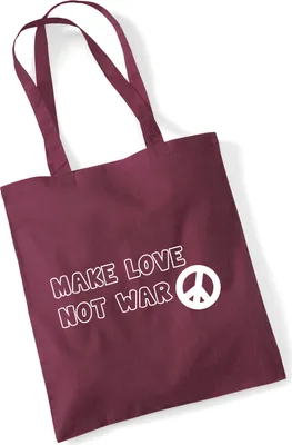 Produktbild von Huuraa Jutebeutel Make Love not War 10 Liter Burgundy Baumwolle Tasche Geschenkidee