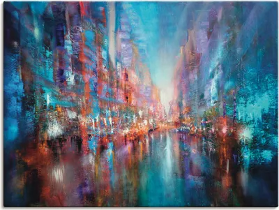 Produktbild von ARTland Leinwandbild Die blaue Stadt I Größe: 40x30 cm