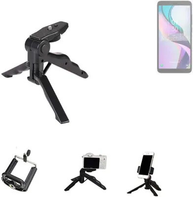 Produktbild von K-S-Trade Stativ Tisch-Ständer Dreibein Handy-Stativ Ständer kompatibel mit TCL Ion X Mini-Stativ Smartphone Tripod Handy-Stativ aus Plastik schwarz