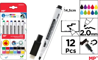 Produktbild von Marker do tablic suchościeralnych 12 kolorów MP