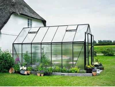 Produktbild von Gewächshaus Halls Magnum 148 Polycarbonat 6 mm 257 x 446 cm schwarz