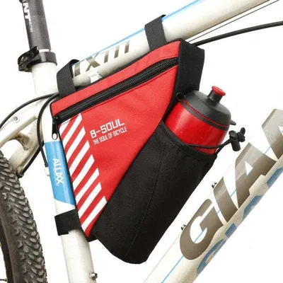 Produktbild von Fahrrad Tasche mit Flaschenhalter Befestigung in Rot Schwarz