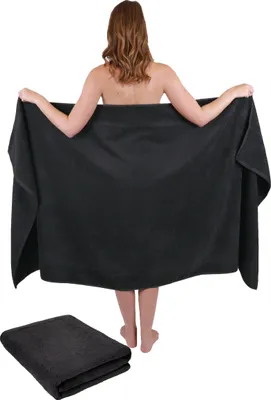 Produktbild von Betz 2-tlg. Set XXL Badetuch 100 x 180 cm DRESDEN Badetücher Saunatuch 100% Baumwolle  Farbe dunkelgrau