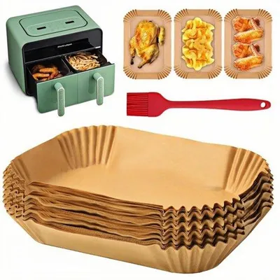 Produktbild von Kochpapier für Heißluftfritteuse, 100 Stück, 22x14cm, antihaftbeschichtet