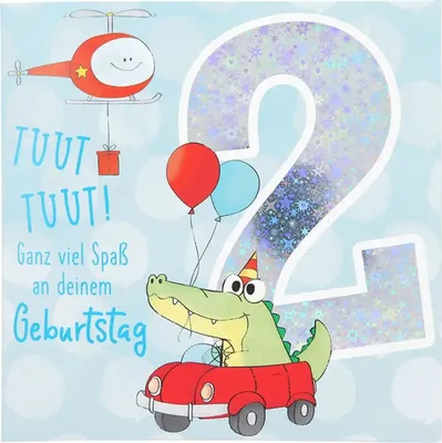 Produktbild von Depesche 11515-004 Zahlenkarte zum 2. Geburtstag mit Musik, veredelte Klappkarte mit originellem Innentext, inkl. Umschlag, Format 15,5 x 15,5 cm