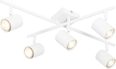 Produktbild von QAZQA - Moderne Deckenleuchte I Deckenlampe I Lampe I Leuchte weiß 5-flammig verstellbar quadratisch - Jeana I Wohnzimmer I Schlafzimmer - Stahl Quadratisch - LED geeignet GU10