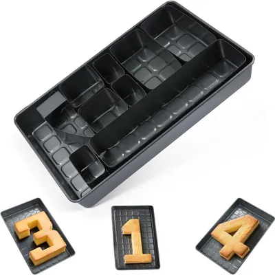 Produktbild von Backformen mit Antihaftbeschichtung – Mit Zahlen und Buchstaben – Groß – Verstellbar – Aluminium-Kuchenform – Hochzeit – Taufe