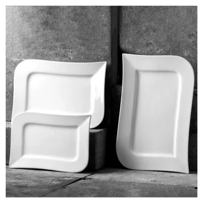 Produktbild von Rechteckiger Speiseteller 31 x 21 cm Porzellan Weiß