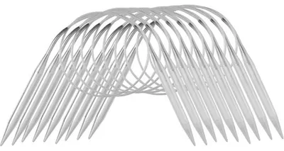 Produktbild von Famanu Rundstricknadeln 9-teilig - Edelstahl, 2,5 bis 10 mm, 40 cm