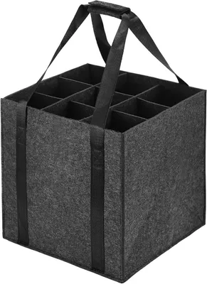 Zdjęcie produktu dla Uchwyt na butelki 27x27x27 cm, 9 przegródek, filc, składany, ciemnoszary na imprezę