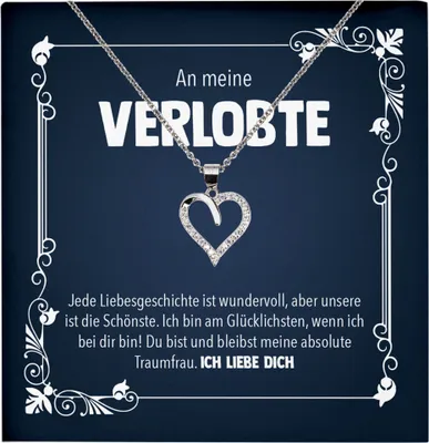 Produktbild von 22Feels Echt Silber Halskette - Verlobte Geschenk Frauen Schmuck Set Verlobung Valentinstag Geburtstag Weihnachten - Herz Anhänger, Karte