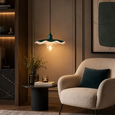 Produktbild von Opviq, Moderne Pendelleuchte, Dunkelgrün, Ø34 cm, E27, 40W, Metallkörper