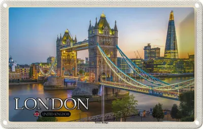 Produktbild von vianmo Blechschild 20x30 cm Tower Bridge London UK England Bildmotiv Reisemotiv Abenteuer Reisen Urlaub