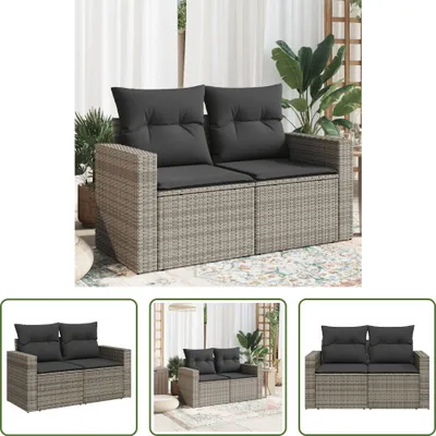 Produktbild von The Living Store Gartensofa 2-Sitzer mit Kissen Grau Poly Rattan
