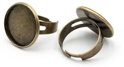 Produktbild von Vintageparts 2 Ringrohlinge antik bronzefarben für 20 mm Cabochons