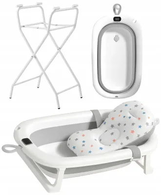 Immagine prodotto di Vaschetta da bagno pieghevole grande con supporto, cuscino da bagno e termometro – OLAF WPS-03 – 0-6 anni