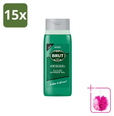 Productafbeelding van 15 x Brut All in One Douchegel voor haar en lichaam, Original, 500 ml - Voordeelpakket - 15 stuks