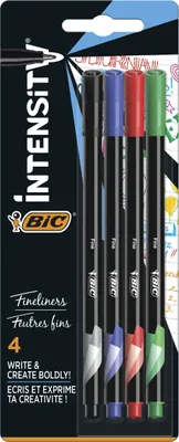 Produktbild von BIC 942082, Fein, 4 Farben, Schwarz, Blau, Grün, Rot, Rundspitze, 0,8 mm, 0,4 mm