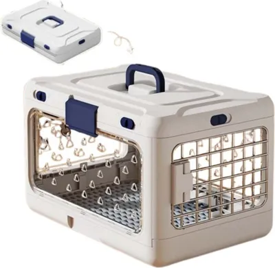 Immagine prodotto di INF Trasportino Pieghevole Portatile per Animali Domestici con Divisorio Bianco