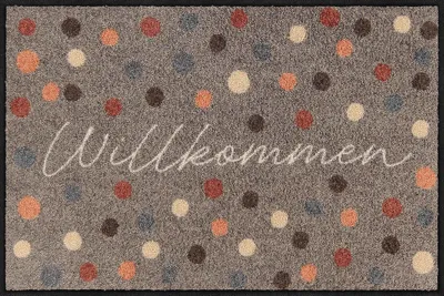 Produktbild von Salonloewe WILLKOMMEN DOTS BEIGE Fußmatte Wohnmatte 50 x 75 cm