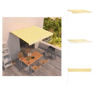 Obrázek produktu pro vidaXL Markýza ručně zatahovací 450x350 cm žlutá a bílá - Markýzy