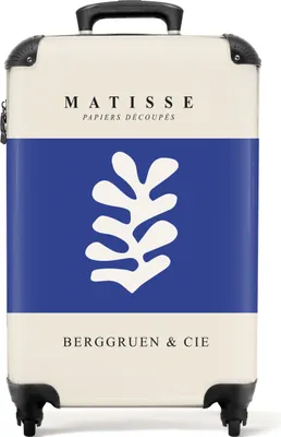 Obrázek produktu pro NoBoringSuitcases.com® Kufr Příruční zavazadlo na kolečkách Malý cestovní kufr na kolečkách - Matisse - Umění - List - Modrý - Abstraktní - Velikost kabiny < 55x40x23 cm a 55x40x20 cm - Foto kufr - Příruční kufr - Palubní zavazadloKufr na ruční zavazadla 55x35x20 cm, 36L,
