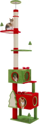 Produktbild von PURPURRA Kratzbaum Deckenhoch 4-stöckig mit Deckenspanner, 229-275cm