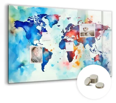 Produktbild von Dekorative Magnettafel 90x60 cm - Magnetwand - für Fotos, Karten und Notizen - Fotowand - Memoboard - Magnetpinnwand - Wanddekoration - Gemalte Karte