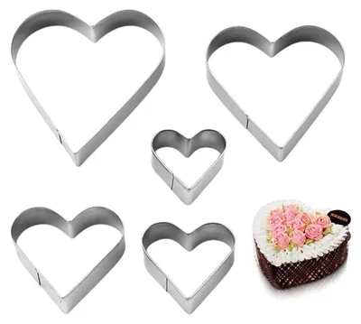 Immagine prodotto di Set di formine a cuore, 5 pezzi, in acciaio inossidabile, per torte e biscotti