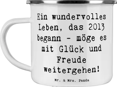 Produktbild von Mr. & Mrs. Panda Pott Spruch 2013 Geburtstag Wundervoll - Weiß - Geschenk, Geburtstagsgeschenk, neues Leben, Motivtasse, das begann, Kaffeepott, Geburtstagsfeier, Slogan