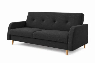 Zdjęcie produktu dla Sofa ABI, czarne, nowoczesna sofa 3-osobowa z funkcją spania, wymiary: 216 × 87 × 87 cm, Obraz wygenerowany przez AI