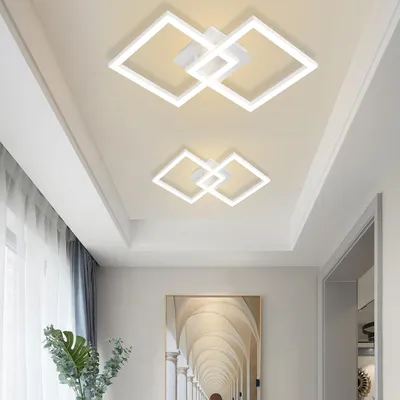 Produktbild von ZMH Deckenlampe LED 2ER Deckenleuchte Modern Küchenlampe 24W Flurlampe 3000K Schlafzimmerlampe Deckenbeleuchtung Eckig Weiß für Wohnzimmer Flur