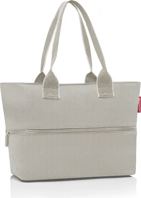 A light gray reisenthel shopper bag with handles and a zippered compartment.