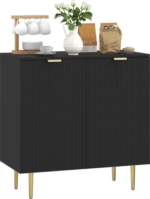 Image de HOMCOM Buffet cuisine, meuble de rangement, avec 2 portes, étagère réglable, pieds métalliques surélevés, pour cuisine, salon, 80 x 40 x 80 cm, noir