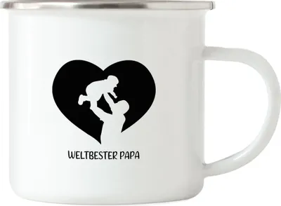 Produktbild von Weltbester Papa Emaille Tasse Spruch Liebe Vatertag Geschenkidee Bester Papa Dad