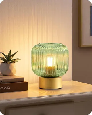 Productafbeelding van EDISHINE Led-tafellamp groen glas goud metaal E27 2700 K warmwit