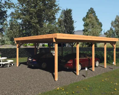 Produktbild von Doppelcarport Palmako Karl 40,6 m² 600 x 762 cm tauchgrundiert braun