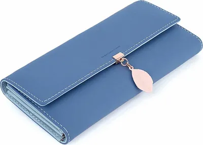 Obrázek produktu pro Peněženka dámská, kožená, velká. Dámská peněženka s velkou kapacitou. Elegantní dámská peněženka. Dlouhá dámská peněženka z kůže s kapsou na mobil, modrá