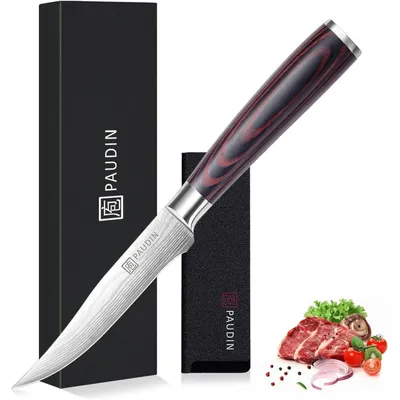 Immagine prodotto di Coltelli da cucina, coltello multiuso da 13 cm, coltello da chef per frutta, verdura e carne, lama affilata, manico in legno