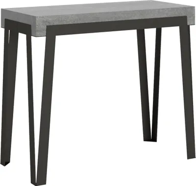 Produktbild von ITAMOBY - Ausziehbarer Konsolentisch 90x40/196 cm Rio Small Zement mit Eisenrahmen aus Anthrazit