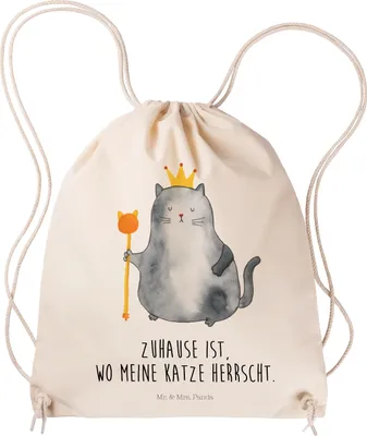 Produktbild von Mr. & Mrs. Panda gym rucksack Katze König - Transparent - Geschenk, Haha, Jutebeutel, Katzen, Familie, Beutel, Wohnung, festival tasche, gymnastiktasche, Cats, wander