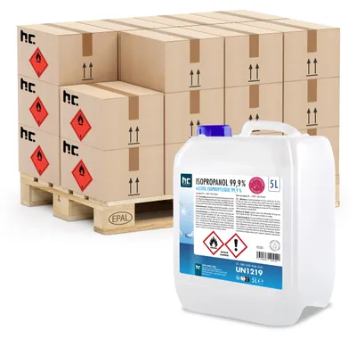 Produktbild von 5 L Isopropanol 99,9% zur Flächenreinigung, als Lösungsmittel für Fette, Harze, Lacke, Tinte