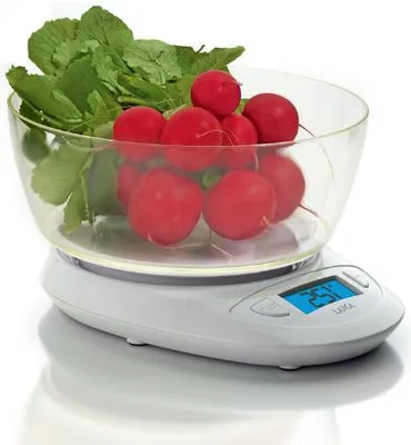 Obrázek produktu pro Laica KS1019, Elektronická kuchyňská váha, 5 kg, 1 g, Bílá, Pracovní deska, Knoflíky