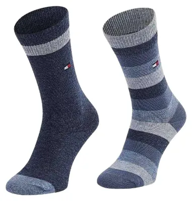 Obrázok produktu pre Tommy Hilfiger – detské ponožky, pruhované (balenie po 2 páry) NA690 (31,5 EU – 34 EU) (námornícka modrá/modrá)