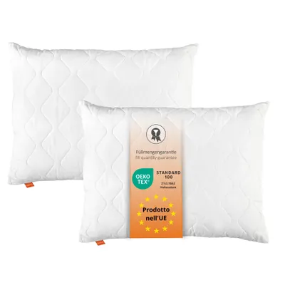 Immagine prodotto di Cuscino 70 x 90 cm, set di 2, imbottito, 100% microfibra, adatto a chi soffre di allergie, sleepling Basic 100