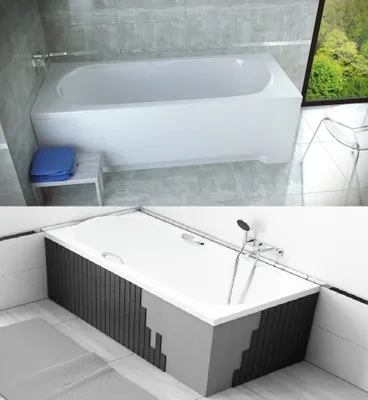 Produktbild von BADLAND Badewanne Rechteck Bona 160x70 mit Ablaufgarnitur, Füßen und Styroporverkleidung GRATIS