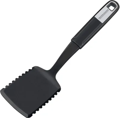 Produktbild von Fackelmann Lasagneheber 28 cm SENSE, Pizzaheber mit Funktionsteil aus Kunststoff, rutschfester Soft-Touch-Griff, Blechkuchenheber zum Schneiden und Heben (Farbe: Silber/Schwarz)