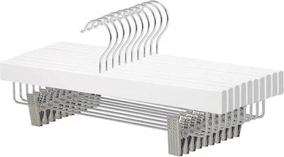 Produktbild von Famanu Holzkleiderbügel Set mit Clips - Weiß