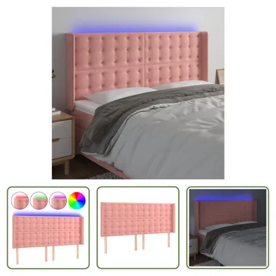 Produktbild von The Living Store LED Kopfteil Rosa 203x16x118/128 cm Samt